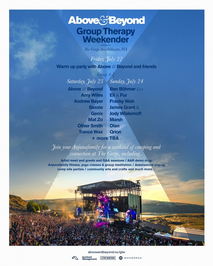 Above & Beyond Announces Lineup for Group Therapy Weekender at the Gorge