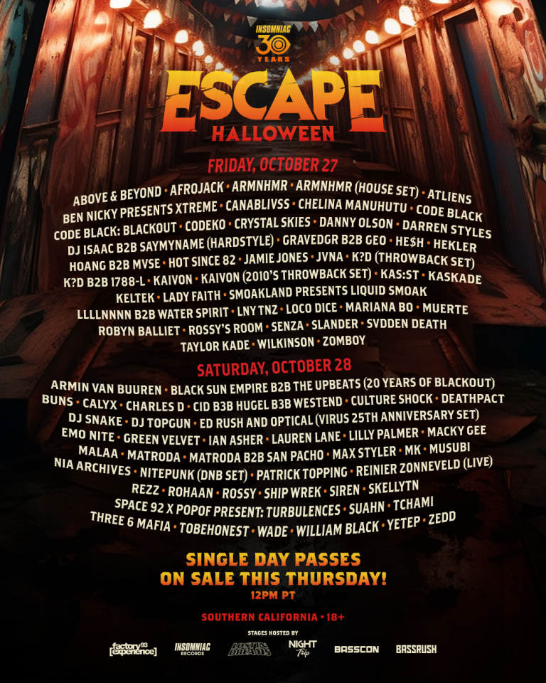 Escape Halloween Reveals Stacked Daily Lineups
