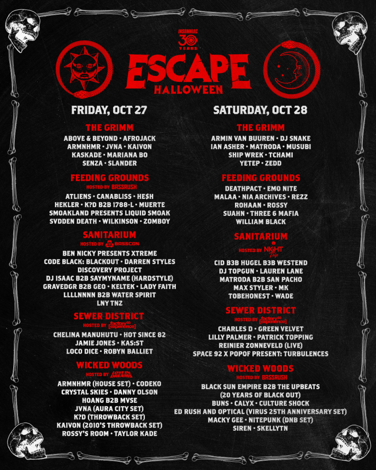 Escape Halloween Announces Daily Stage Lineups