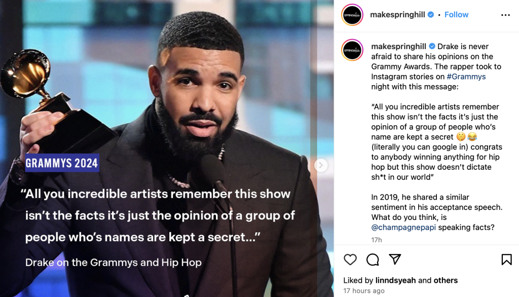 Drake Says What We're All Thinking About the Grammys